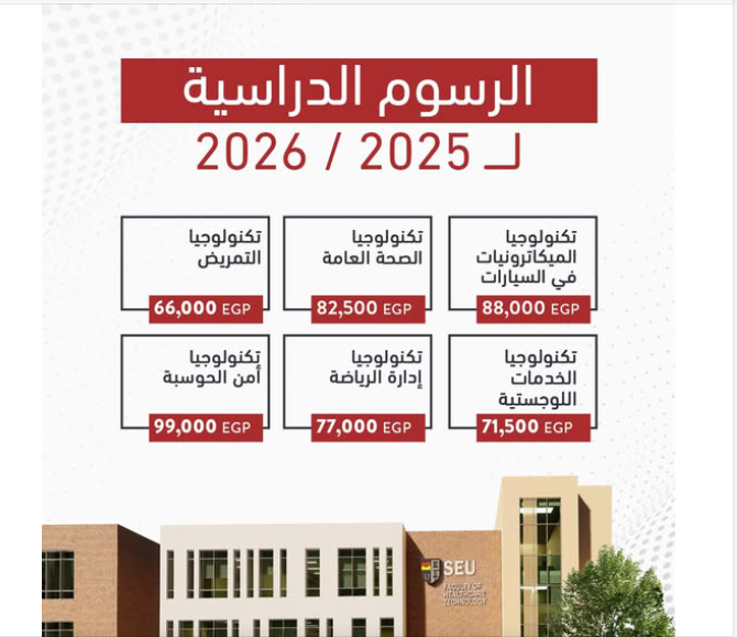 مصاريف جامعة ساكسوني مصر 2025-2026